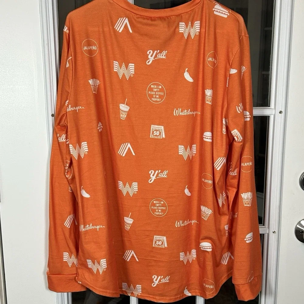 Whataburger All Over Print Pajama Lounge Top Size‎ Large Orange